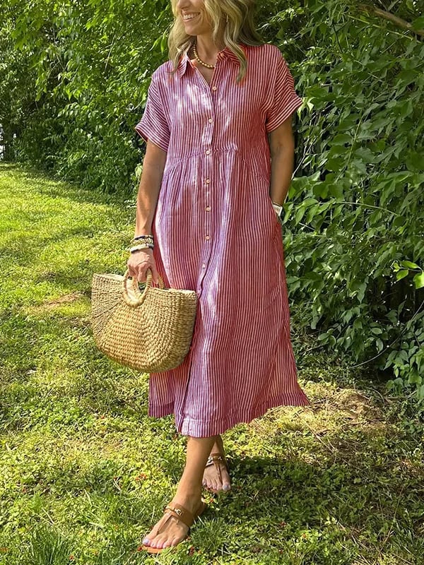 Ella | Relaxed Striped Midi Dress
