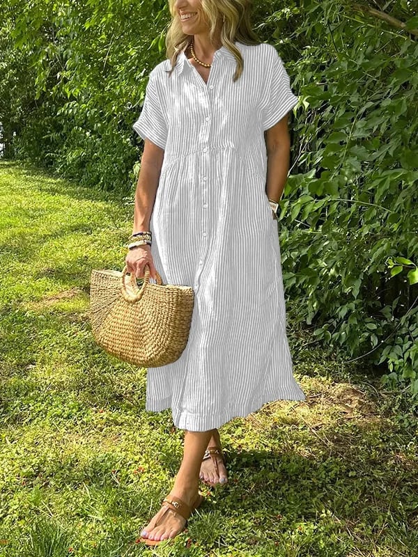 Ella | Relaxed Striped Midi Dress