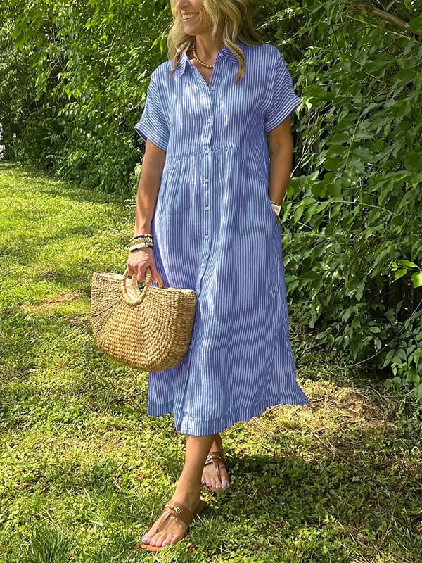 Ella | Relaxed Striped Midi Dress