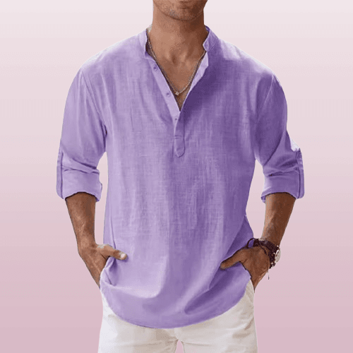James | Linen‑Blend Long‑Sleeve Henley