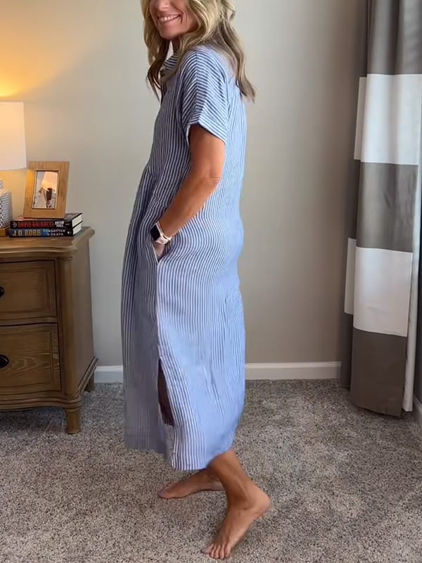 Ella | Relaxed Striped Midi Dress