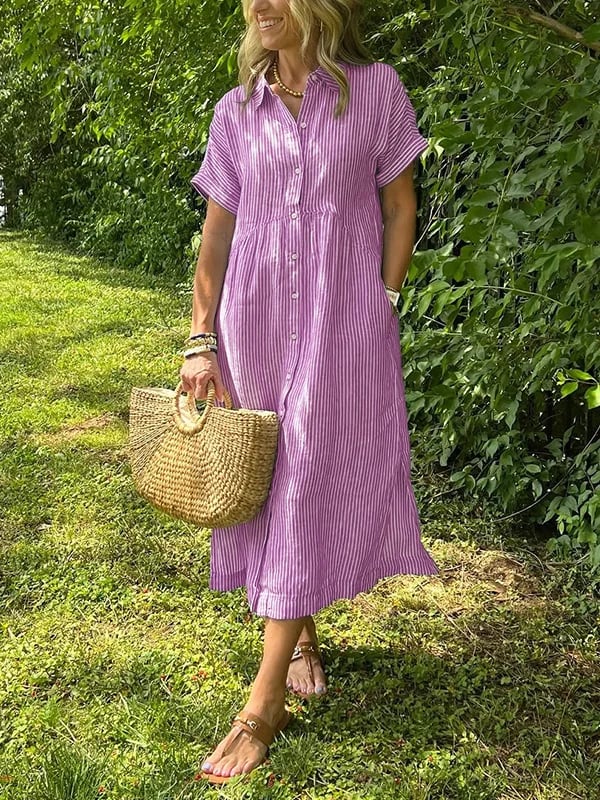 Ella | Relaxed Striped Midi Dress