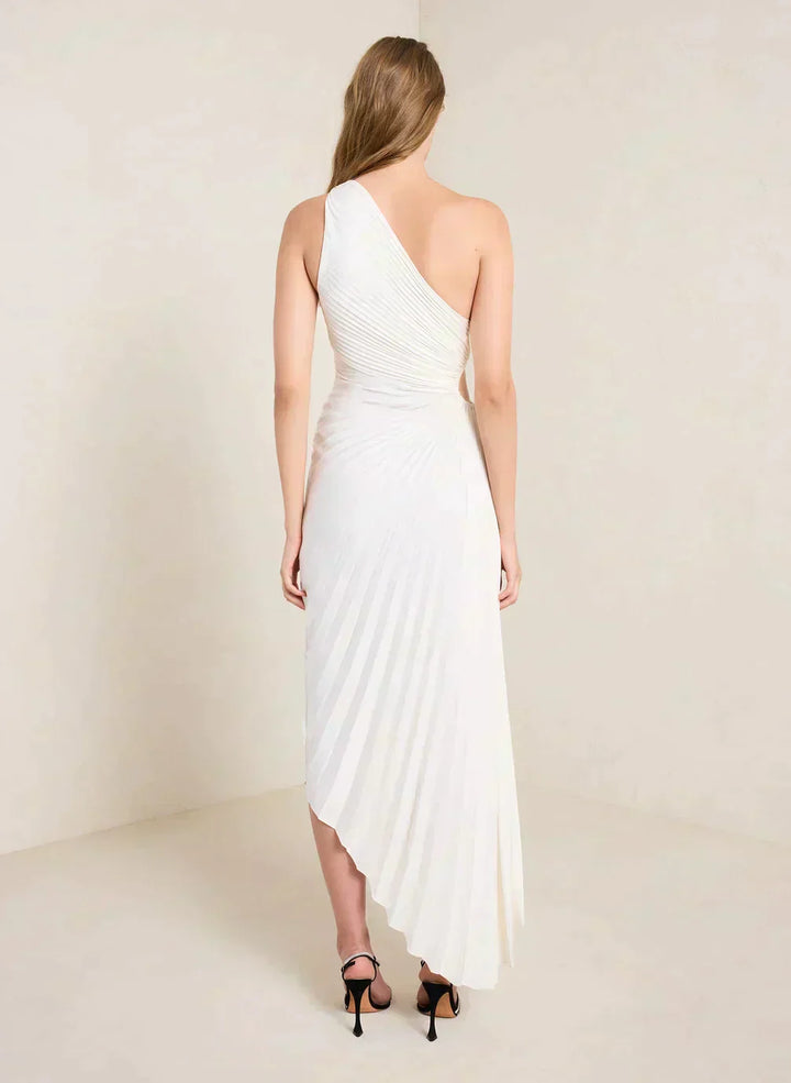 Sylviana - One-Shoulder Pleated Midi Dress