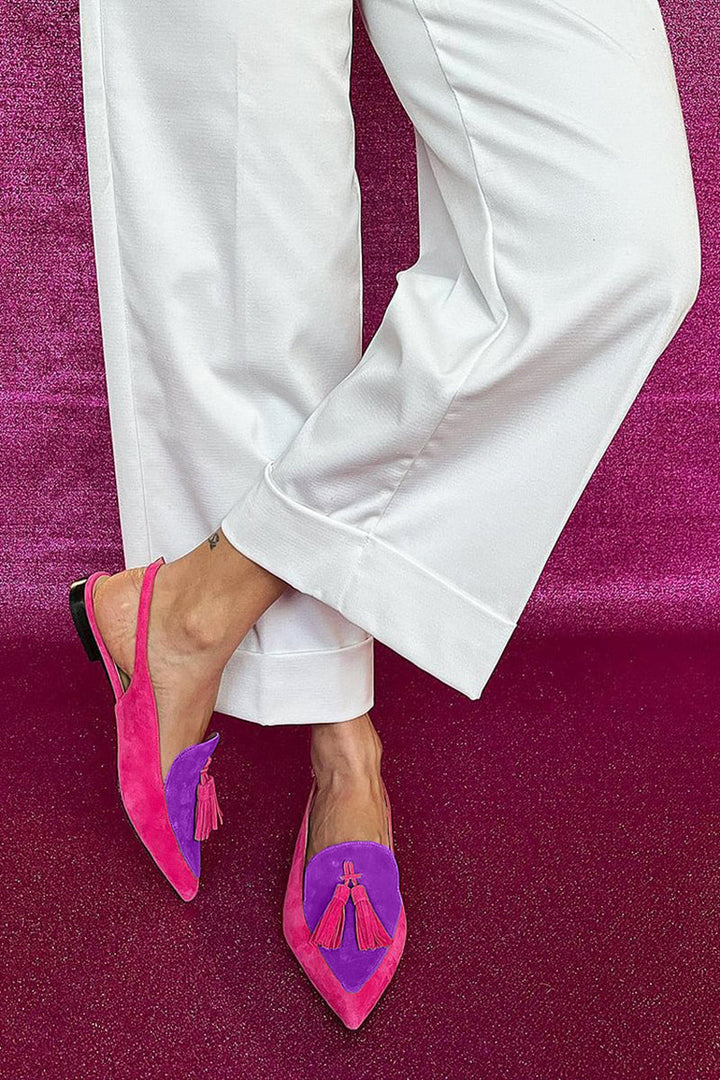 Rosaa™ | Colourful Ballerinas with Fringes and Decorative Ankle Strap