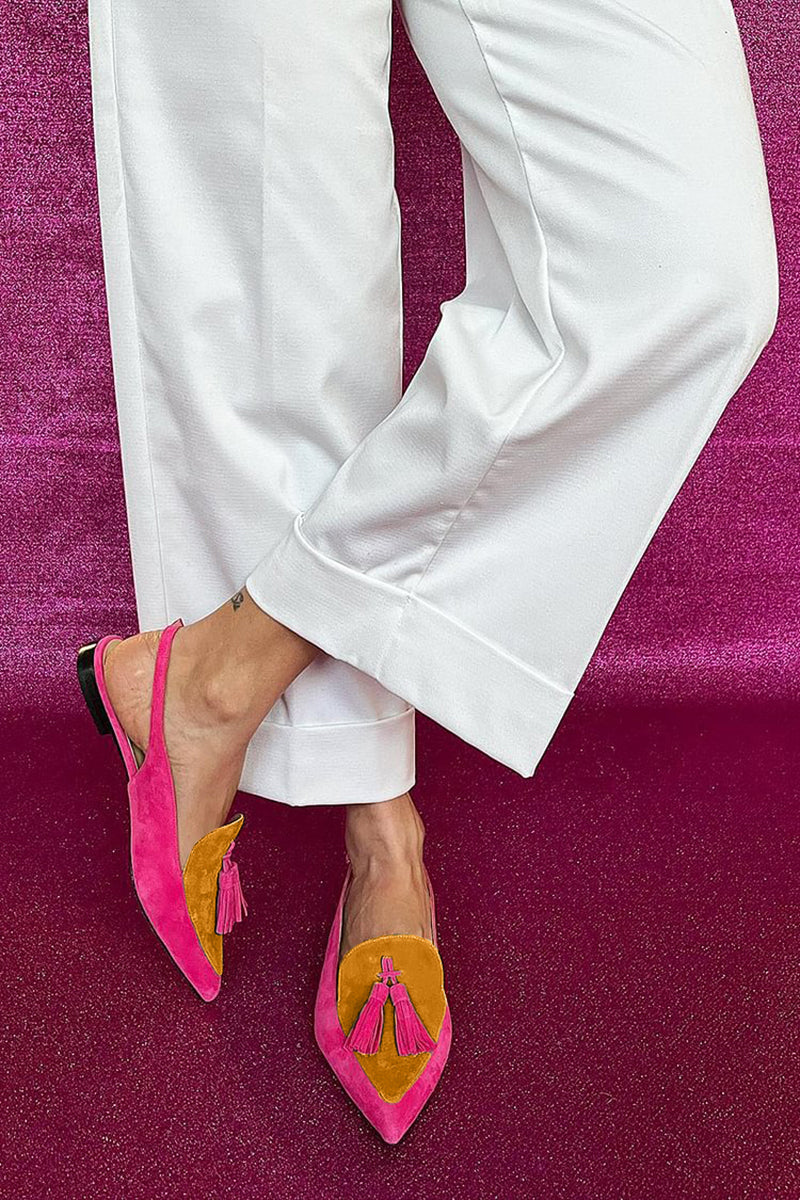 Rosaa™ | Colourful Ballerinas with Fringes and Decorative Ankle Strap