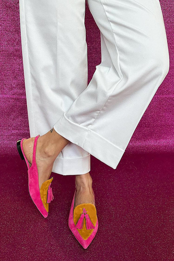 Rosaa™ | Colourful Ballerinas with Fringes and Decorative Ankle Strap