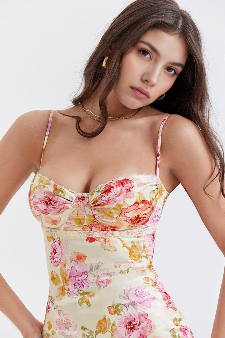 Roseau | Floral Satin Dress
